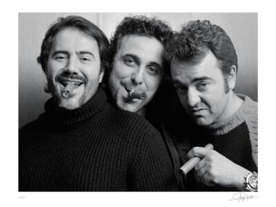 Portrait noir et blanc N°4 des acteurs José Garcia, Gilbert Melki et Bruno Solo photographié en février 2001. Tirage d’art en édition limitée, numérotée et signée.
