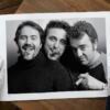 Portrait noir et blanc N°4 des acteurs José Garcia, Gilbert Melki et Bruno Solo photographié en février 2001. Présentation du tirage 45x60cm en édition limitée, numérotée et signée.