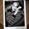 Portrait noir et blanc N°7 de l’acteur Jean-Marc Barr, photographié en février 2001. Présentation du tirage 45x60cm en édition limitée, numérotée et signée.