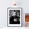 Portrait Noir & Blanc N°3 de l’acteur Zinedine Soualem, photographié en octobre 1999. Tirage d’art en édition limitée, numérotée et signée. Cadre noir finition galerie