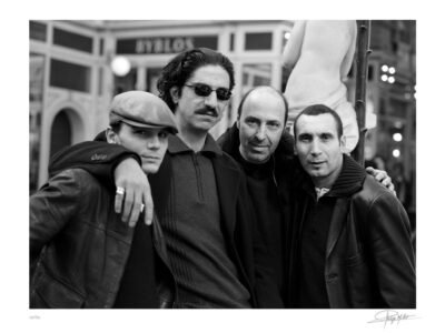 Dimitri Storoge, Simon Abkarian, Cédric Klapisch et Zinedine Soualem.Portrait Noir & Blanc N°6 réalisé en mars 2003. Tirage d’art en édition limitée, numérotée et signée.